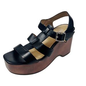 City Classified Black Strappy Platform Sandals Size 9